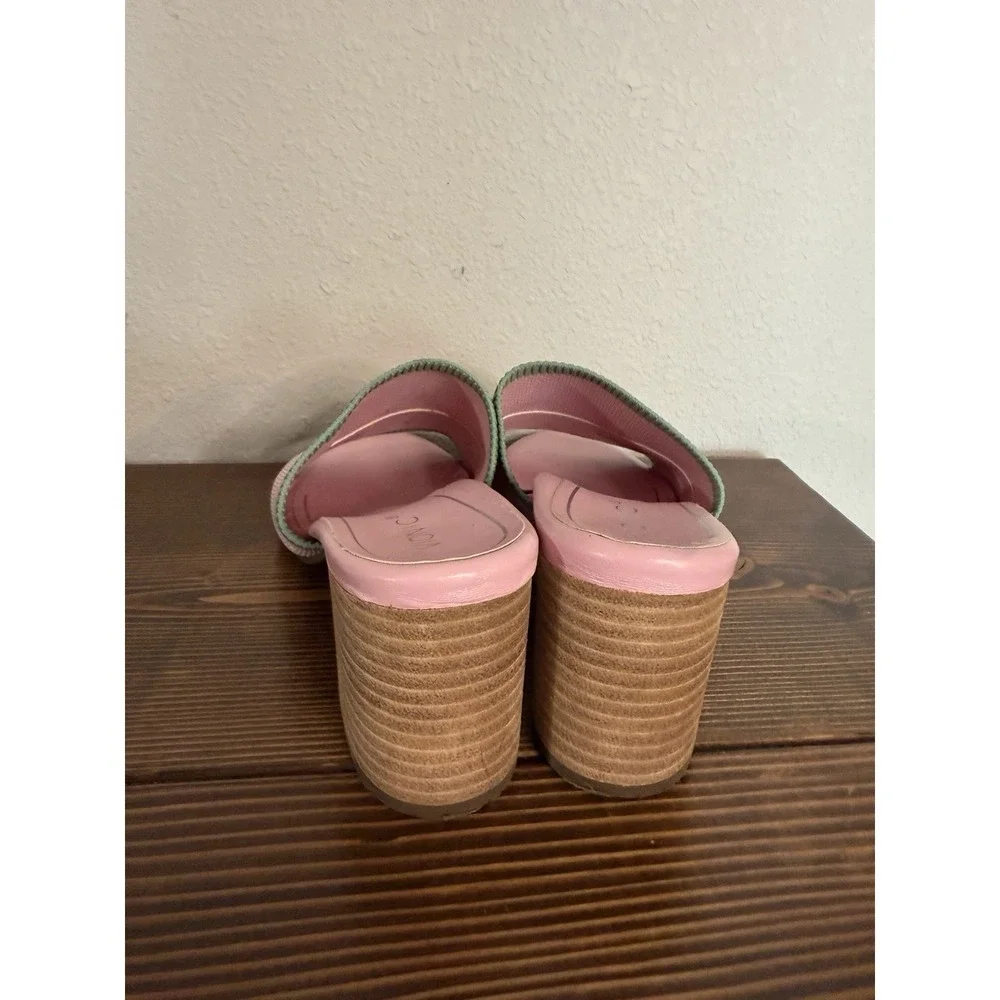 Vionic Women's Papaya Fleur Heeled Pink Knitted Sandal Size 10